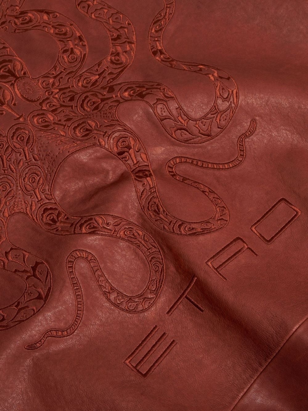 octopus-embroidered leather waist coat - 6