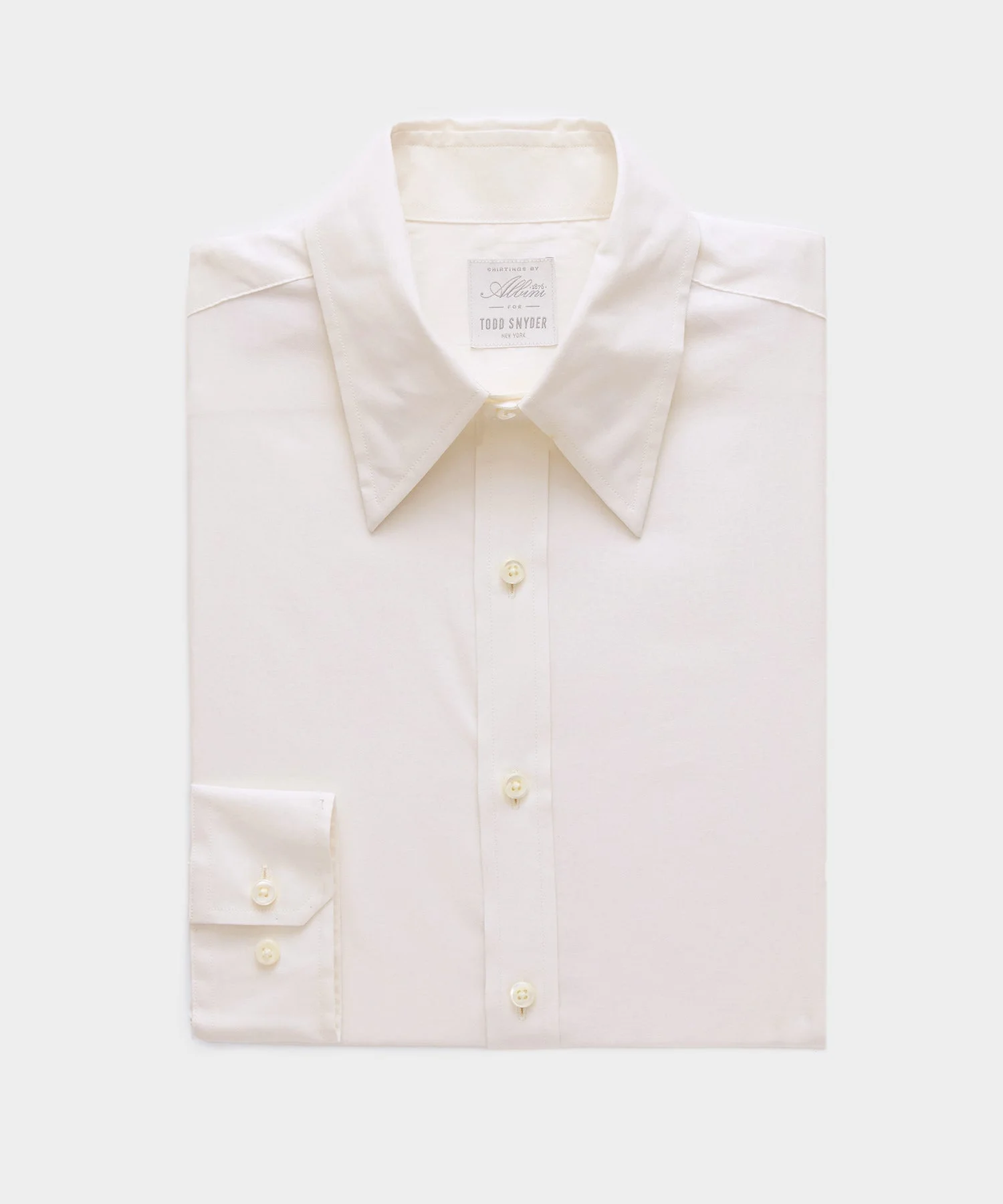 Italian Featherweight Flannel Long Point Collar Dress Shirt - 1