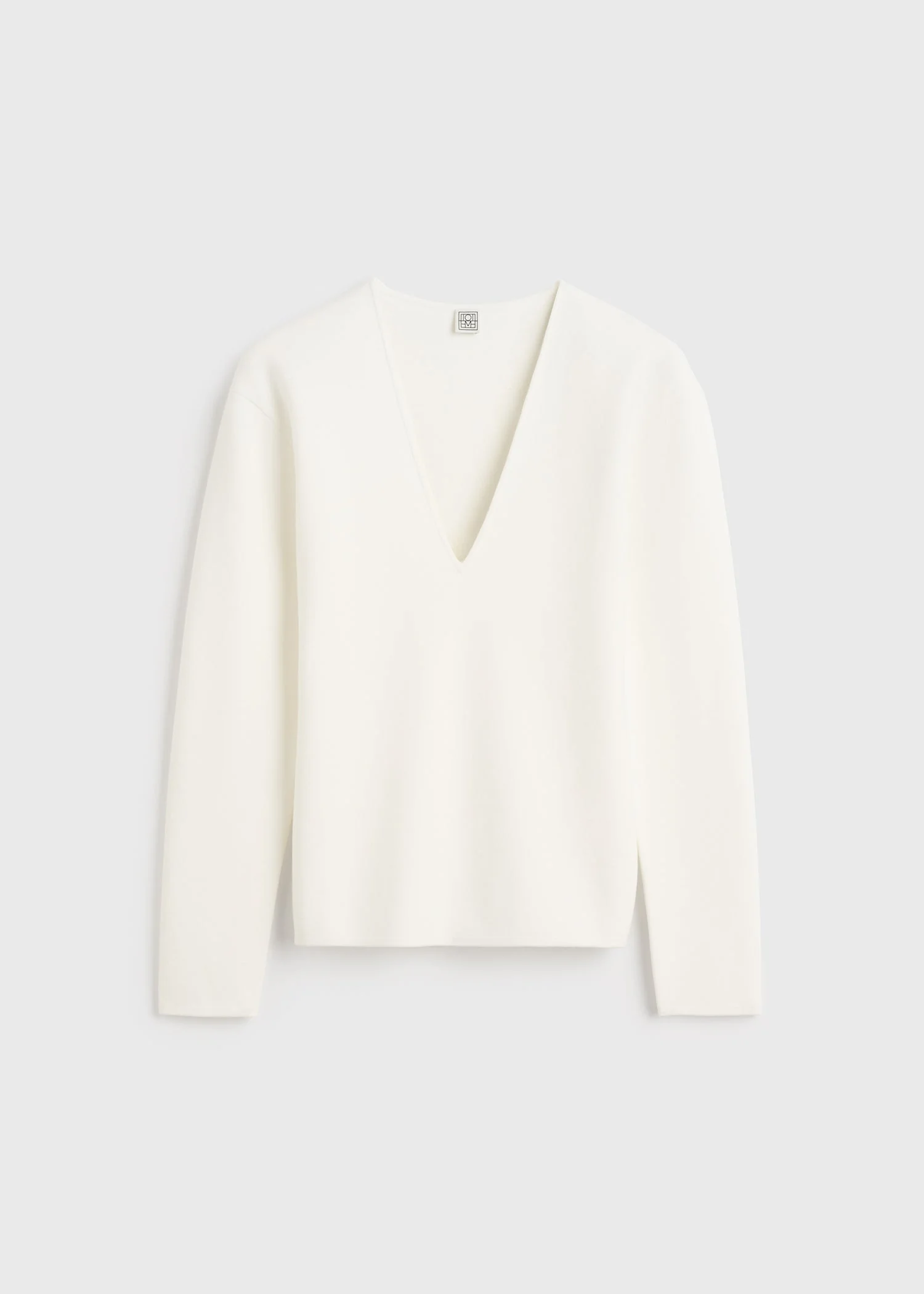 Compact knit v-neck off-white - 1