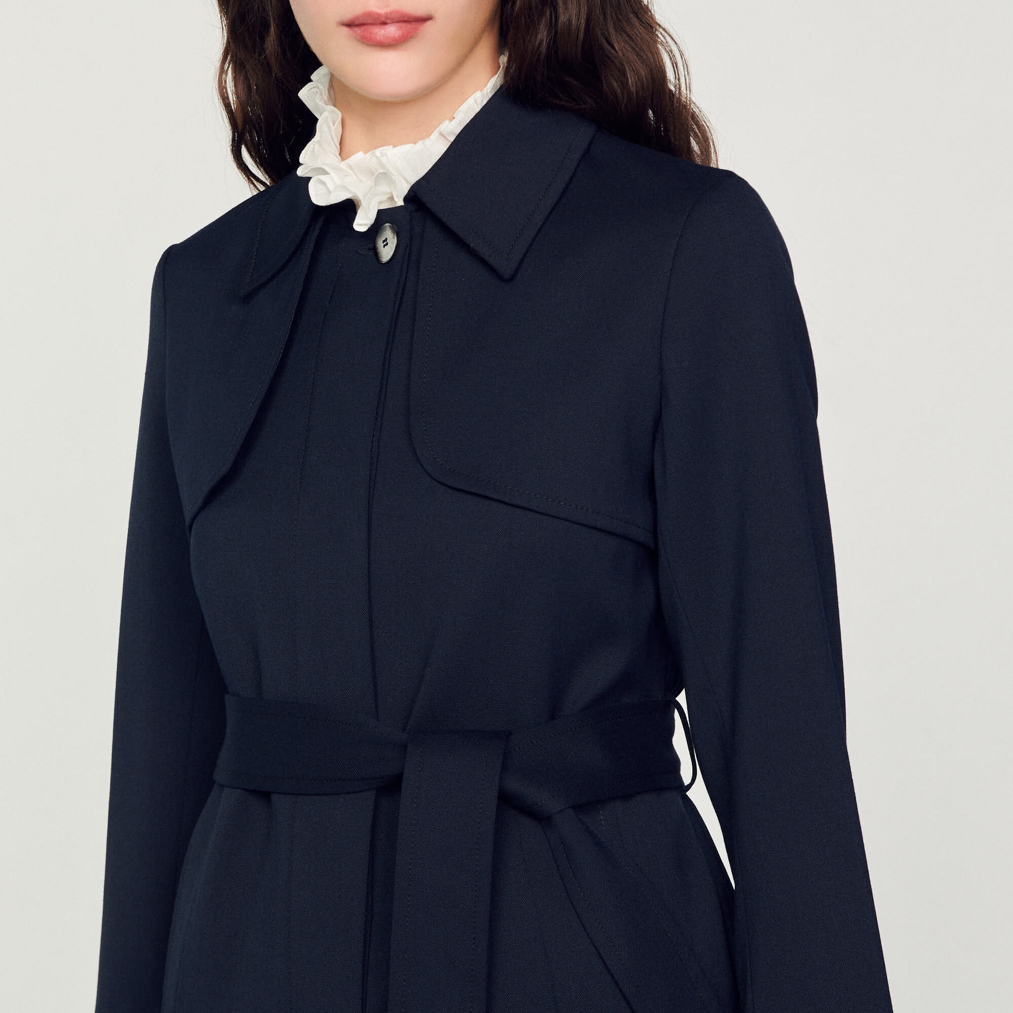 TRENCH COAT WITH PLEATED INSET - 4