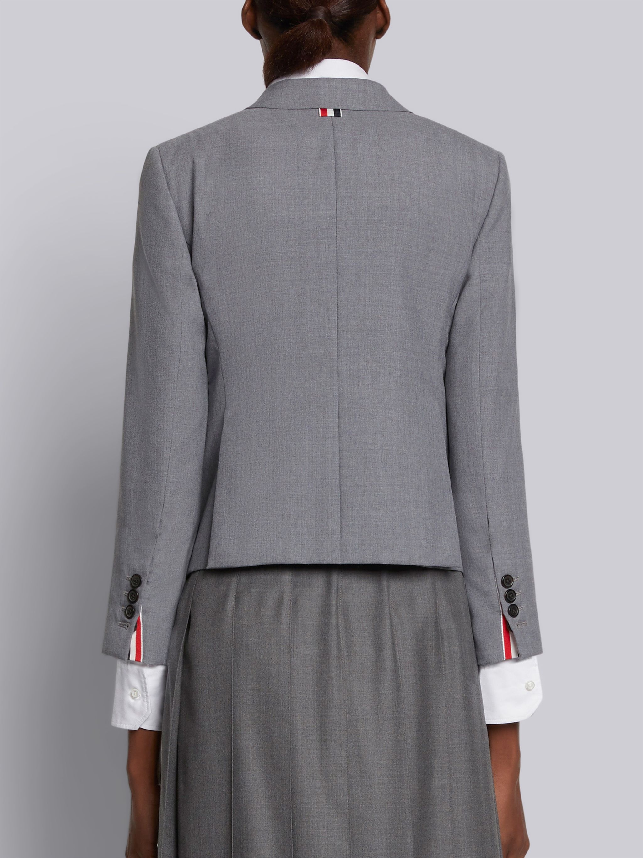 Medium Grey School Uniform Plain Weave High Armhole Single Breasted Sport Coat - 3