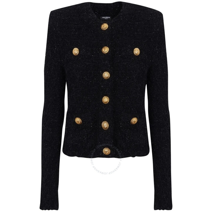 Balmain Button-Fastening Round Neck Tweed Jacket - 5
