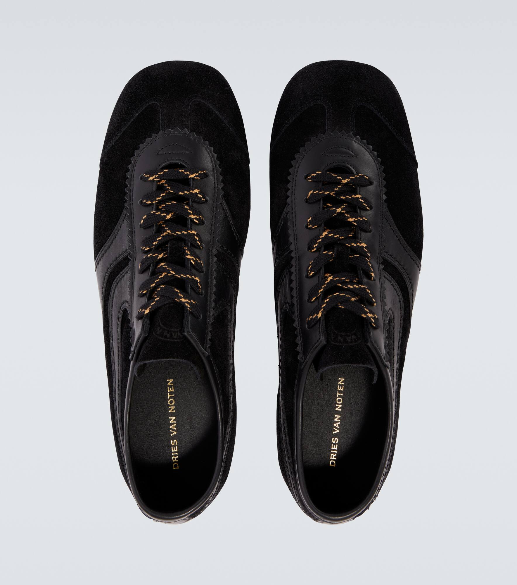 Leather-trimmed suede sneakers - 4
