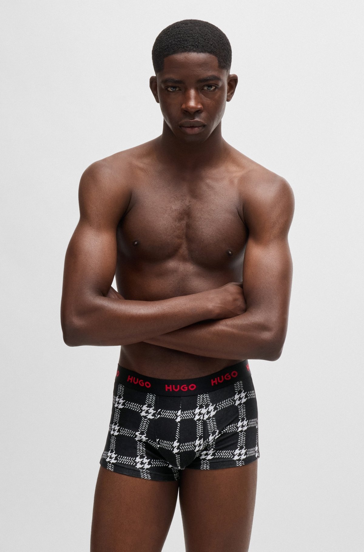 THREE-PACK OF STRETCH-COTTON TRUNKS WITH LOGO WAISTBANDS - 7