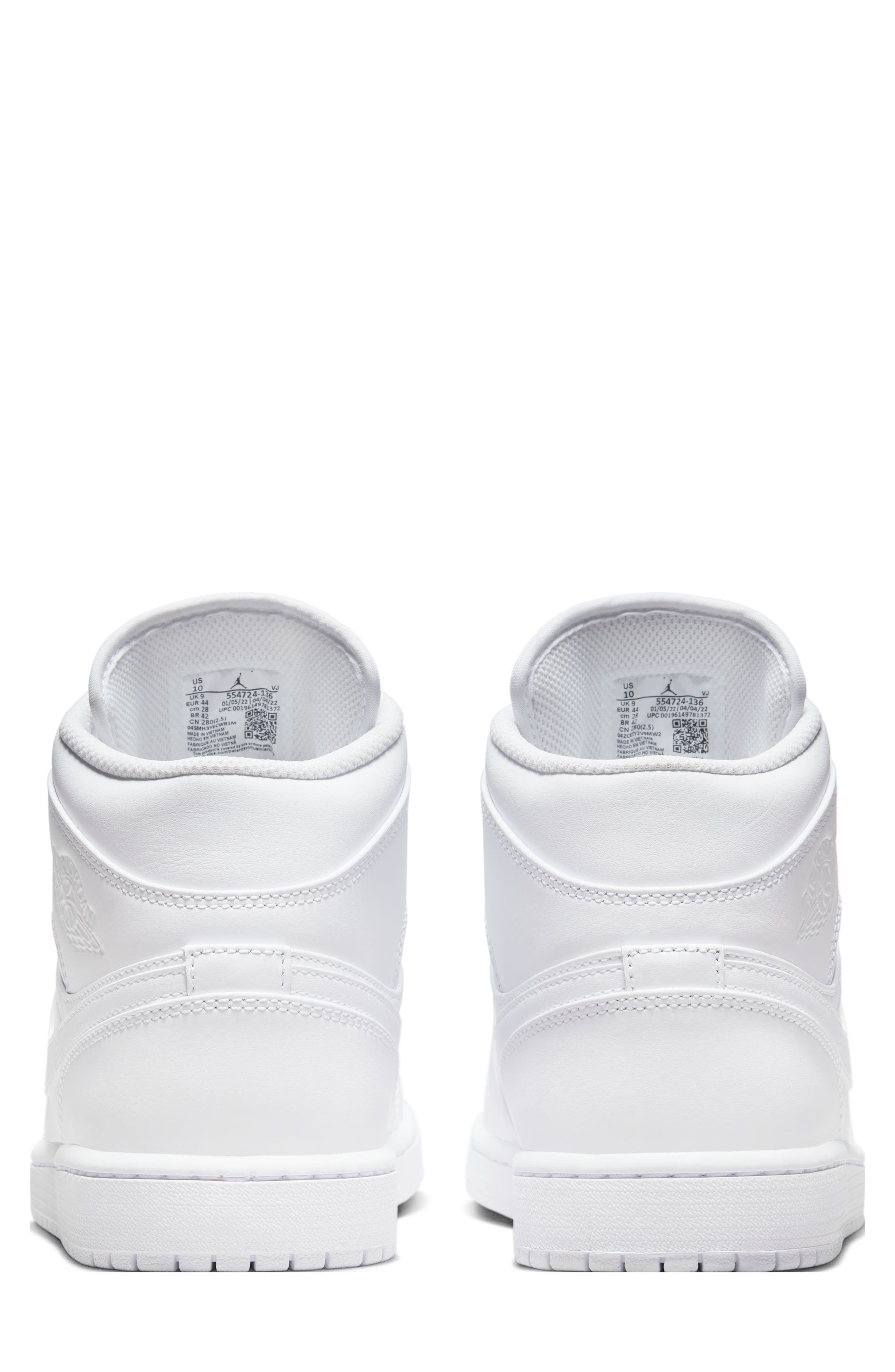 Air Jordan 1 Mid Sneaker in White/White at Nordstrom - 2