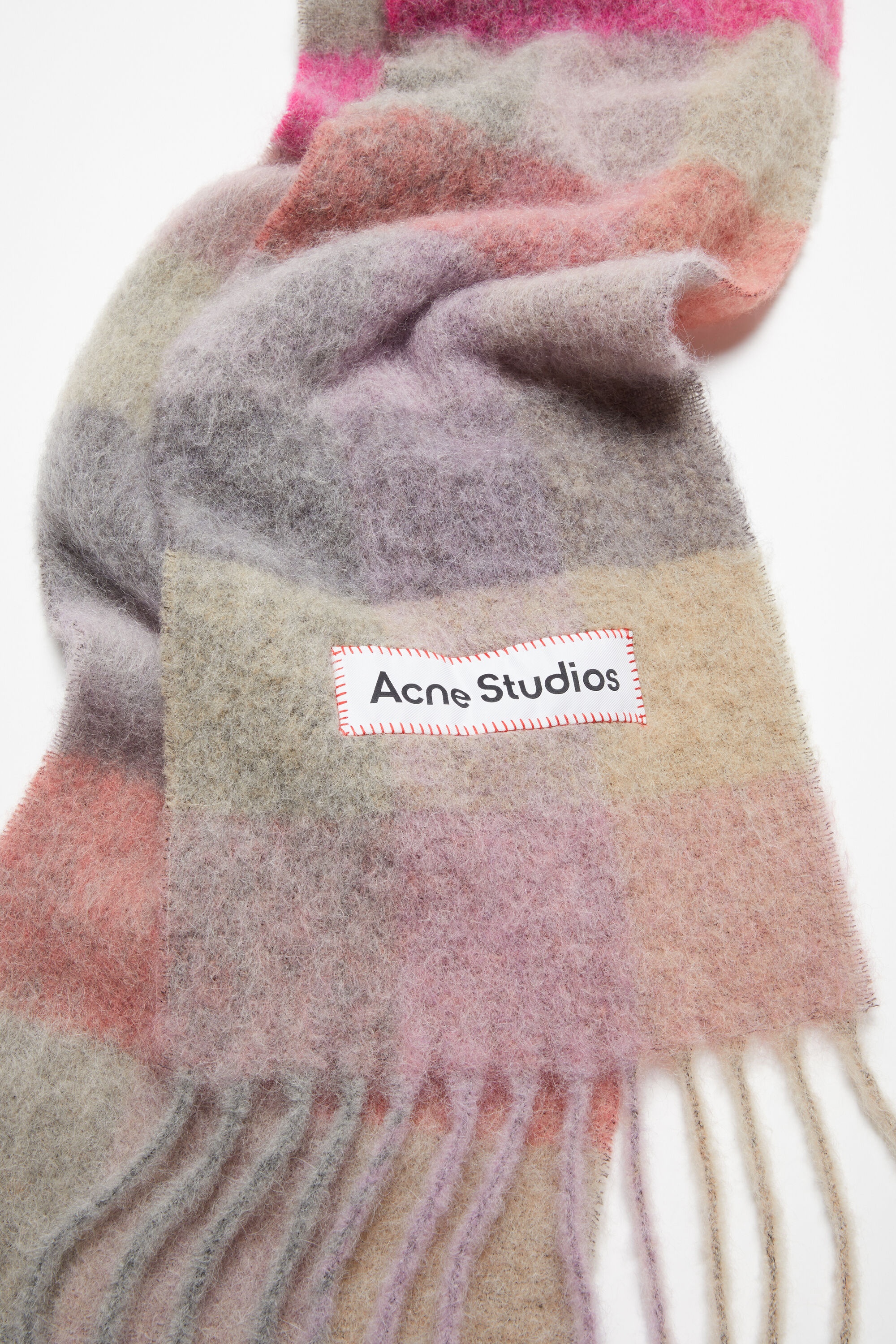 Mohair checked scarf - Fuchsia/lilac/pink - 4