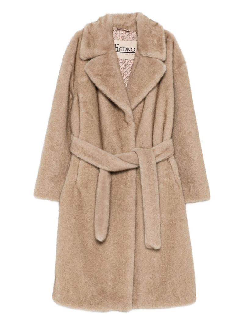 belted textured coat 1