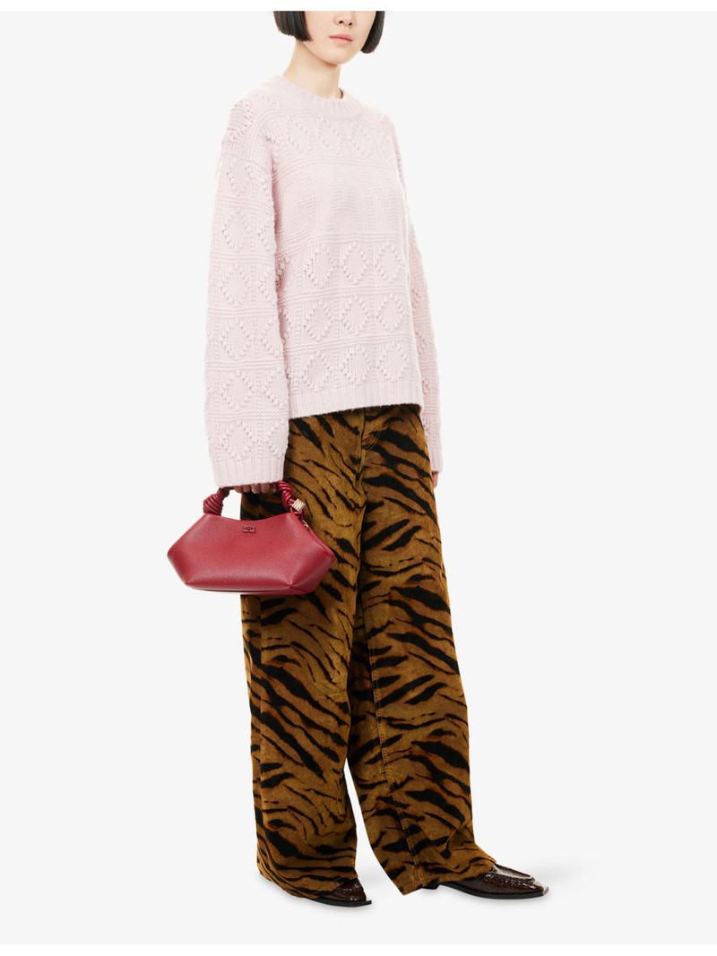 GANNI Relaxed-Fit Textured-Pattern Wool-And-Cotton Jumper outlook