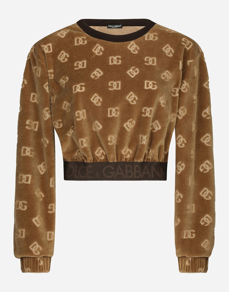 Short chenille sweatshirt with jacquard DG logo - 1