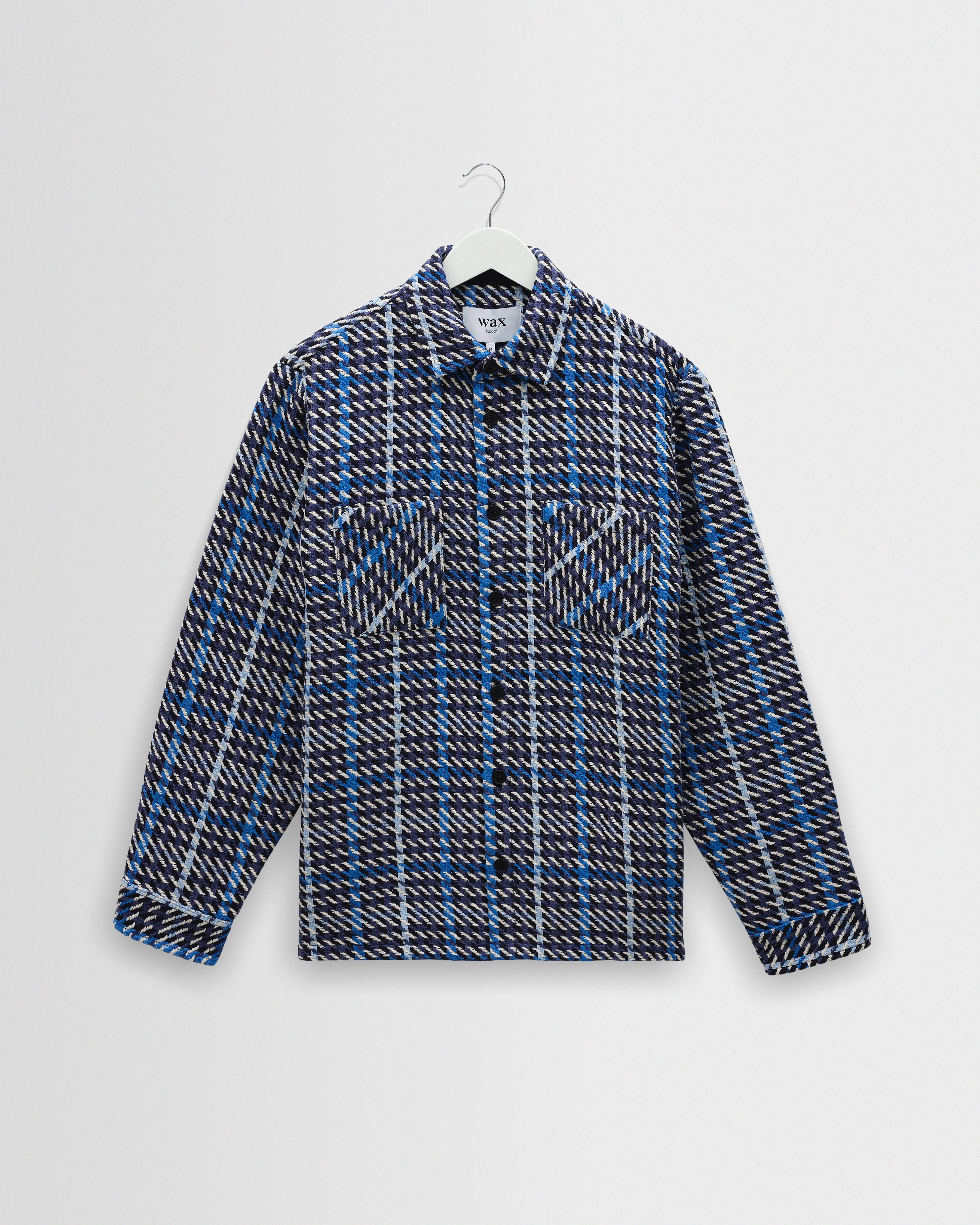 Whiting - Navy And Blue Houndstooth Weave Overshirt - 1