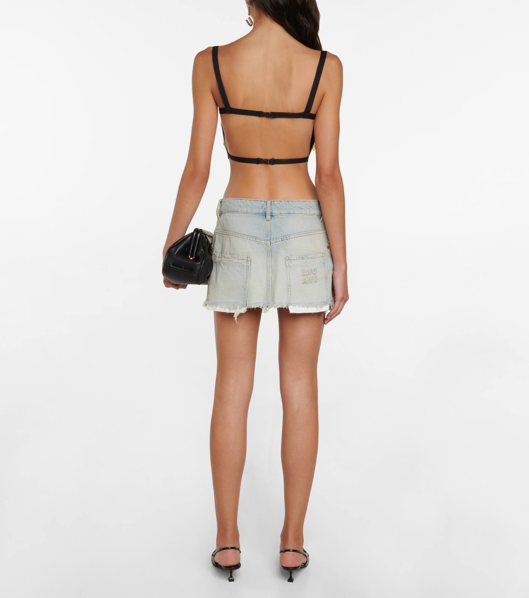 Embellished denim miniskirt - 3