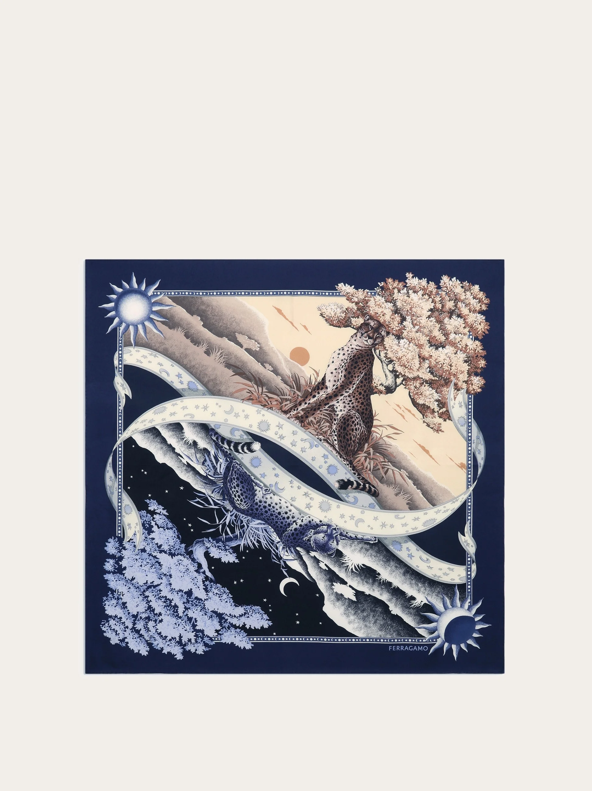 Day & Night print silk foulard - 1