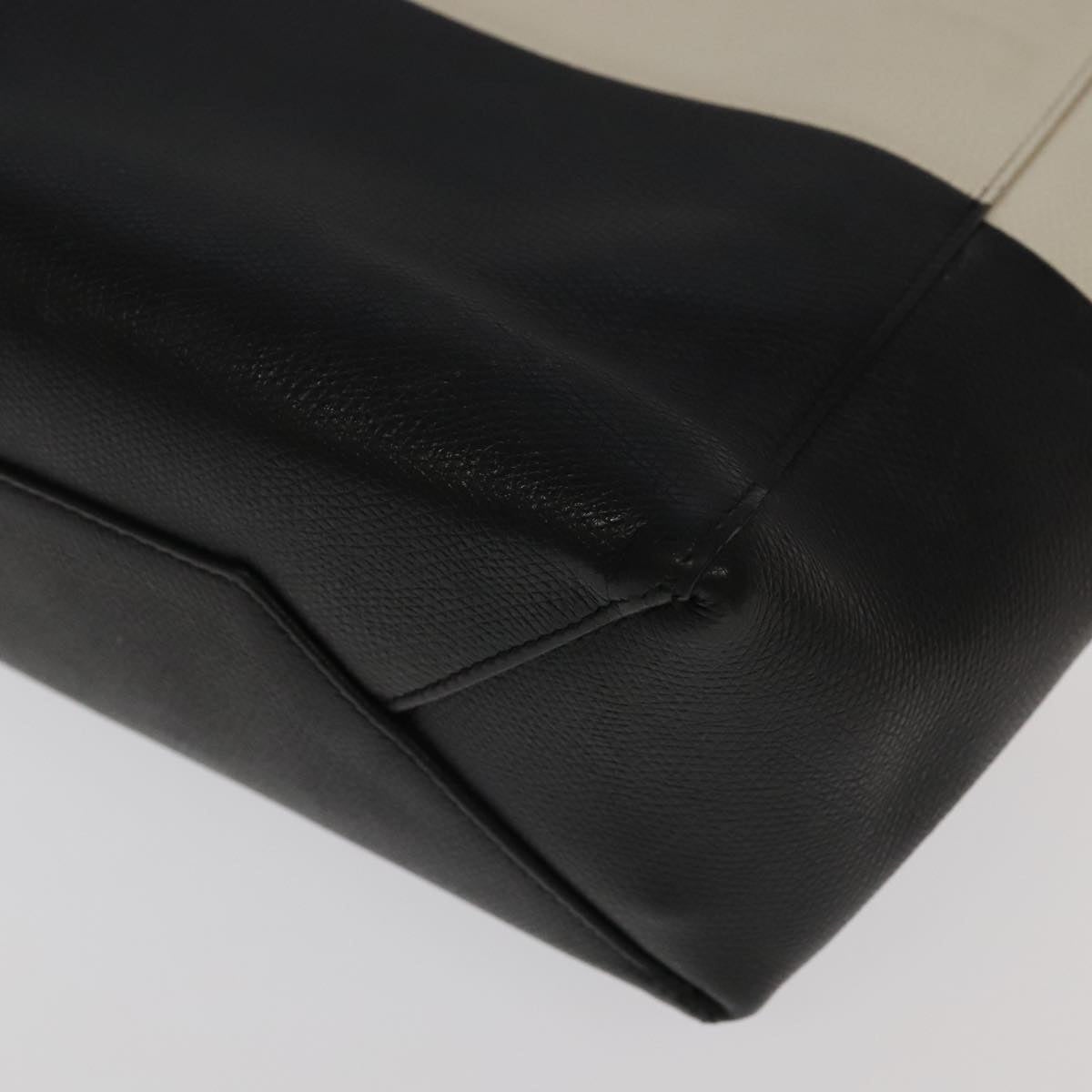 CELINE Horizontalkava Tote Bag Leather Black White Silver - 16