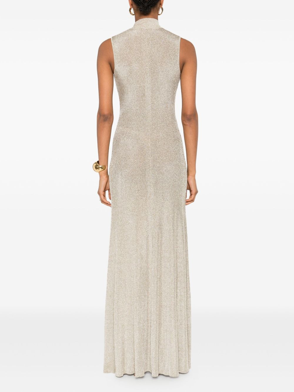 turtleneck button-front maxi evening dress - 4