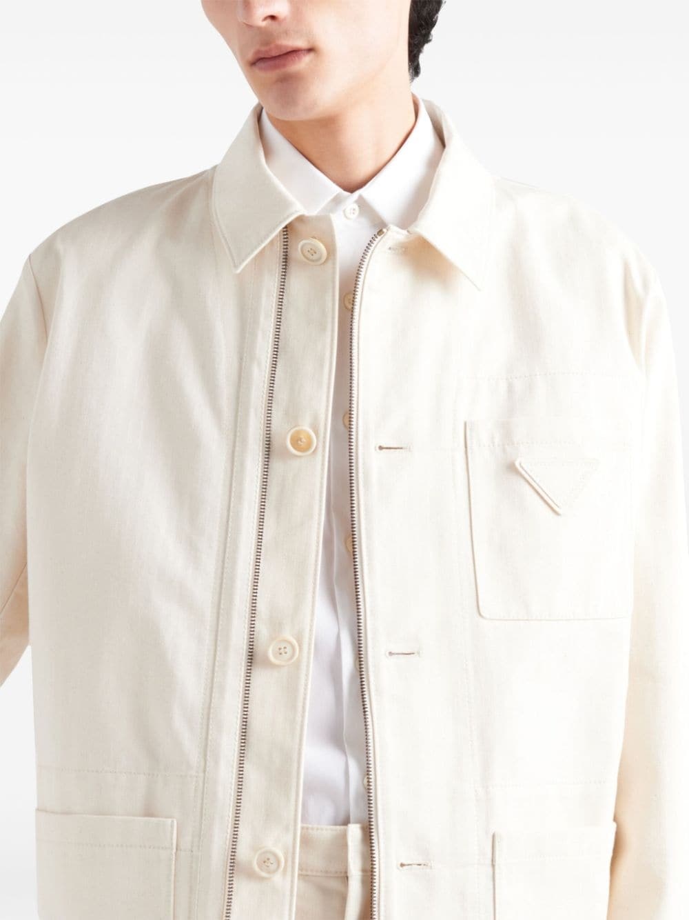 herringbone cotton shirt jacket - 6