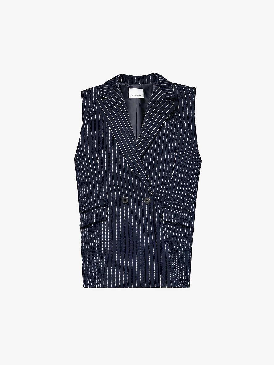 Shane pinstriped woven-blend waistcoat - 1