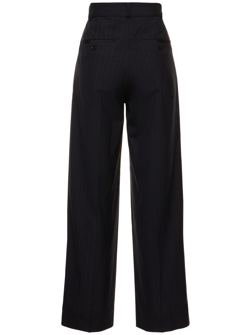 Chalk stripe belted wide pants - 3