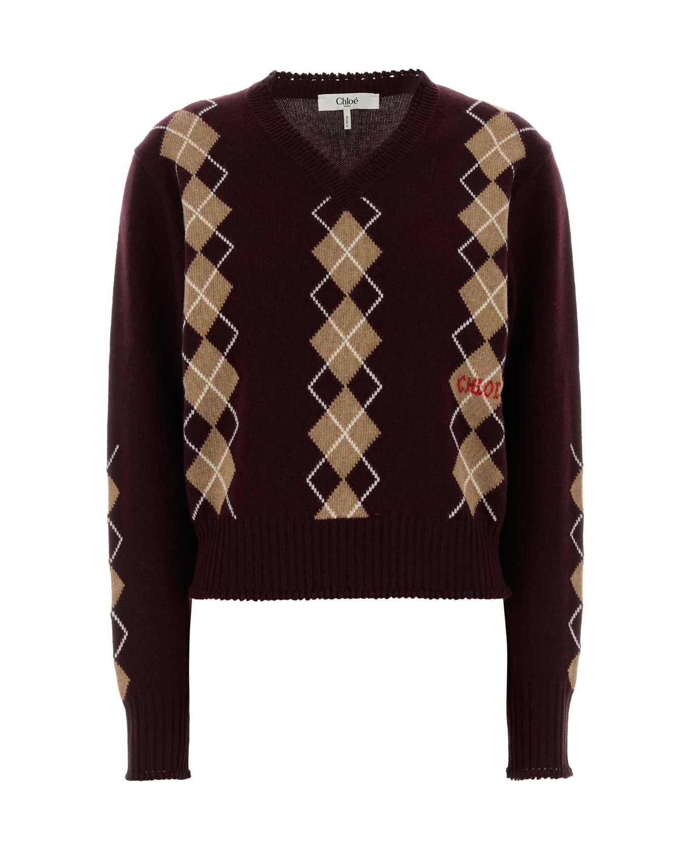 Burgundy Wool Blend Sweater - 1