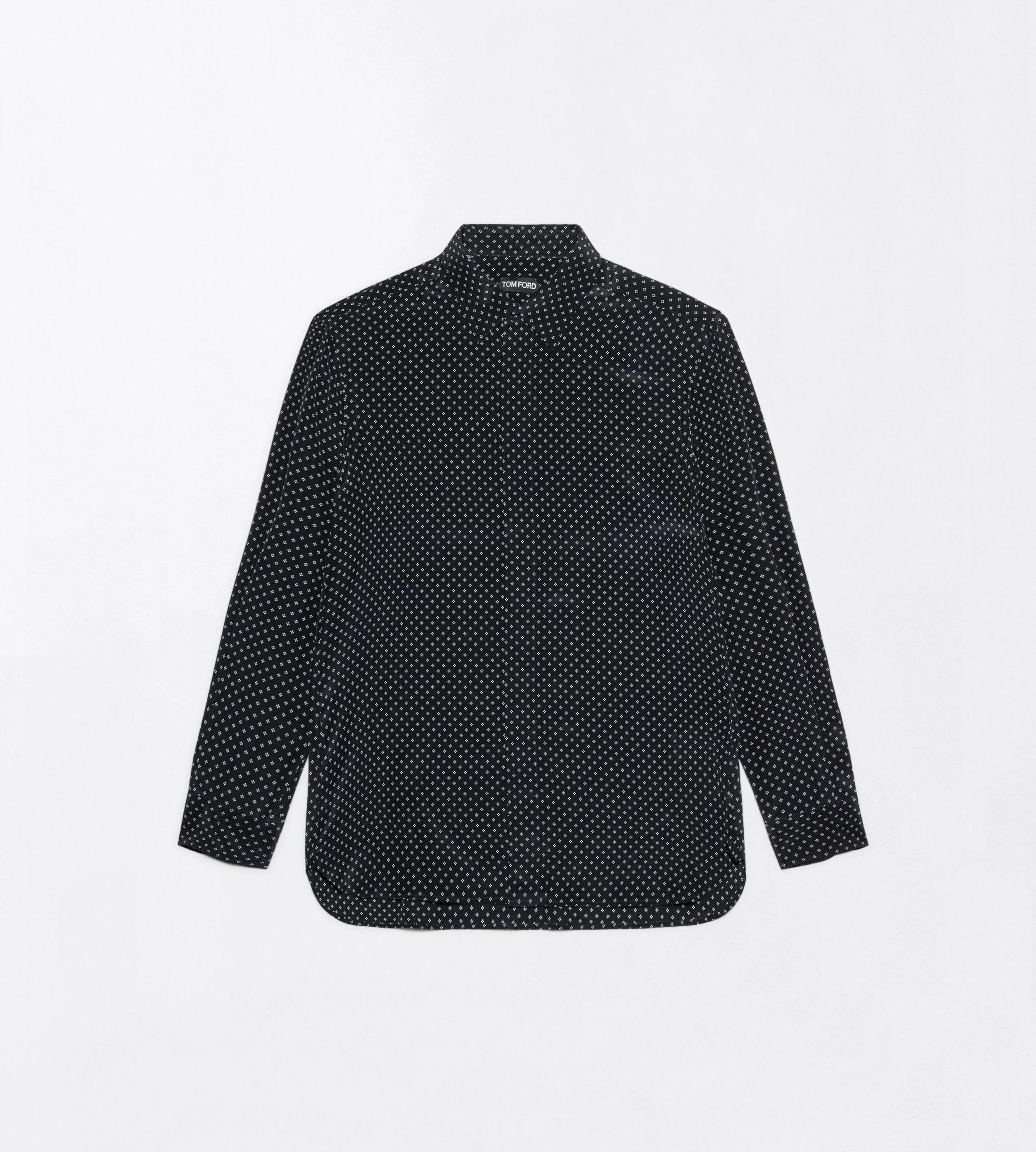 GEOMETRIC PRINT CREPE DE CHINE FLUID FIT SHIRT - 1