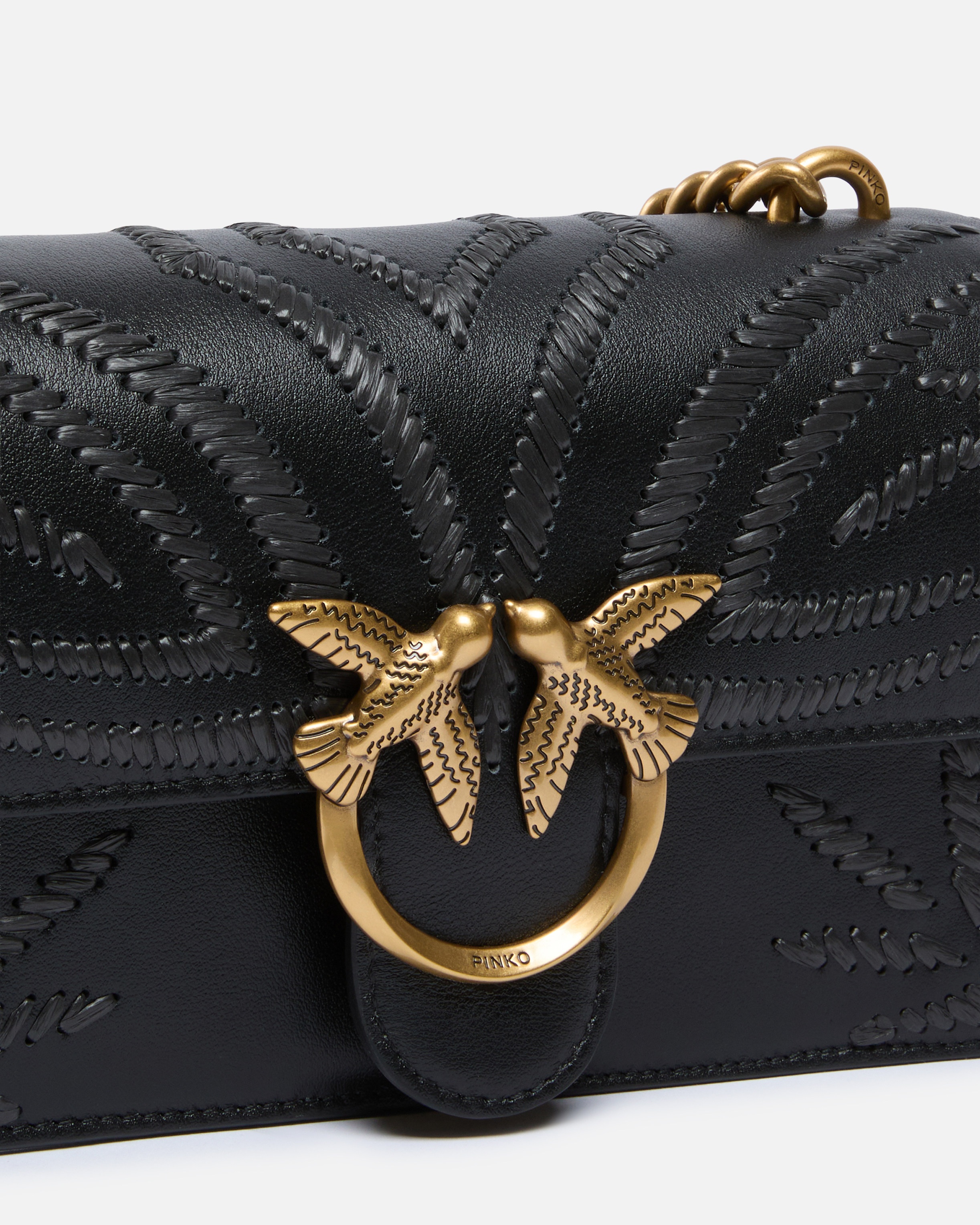 MINI LOVE BAG CROSSBODY BAG WITH RAFFIA EMBROIDERY - 3
