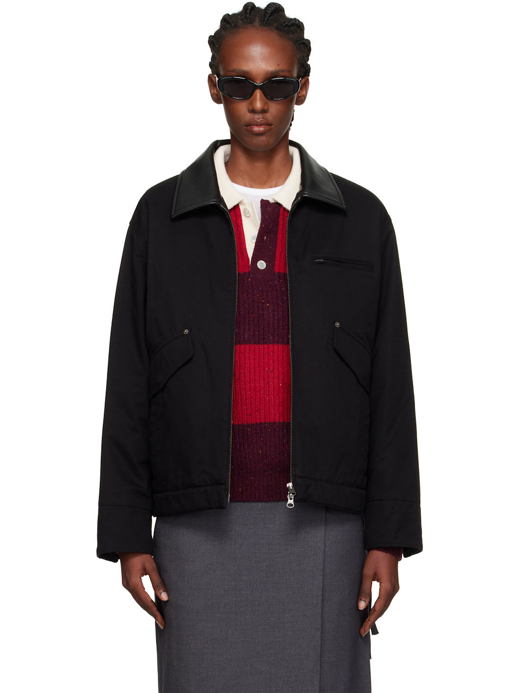 Black Vintage Padded Work Jacket - 1