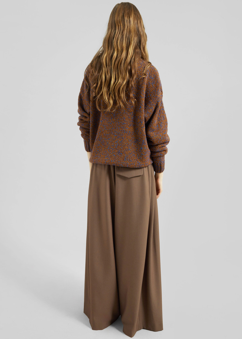 Corlen Pleated Wide Pants - Brown 8