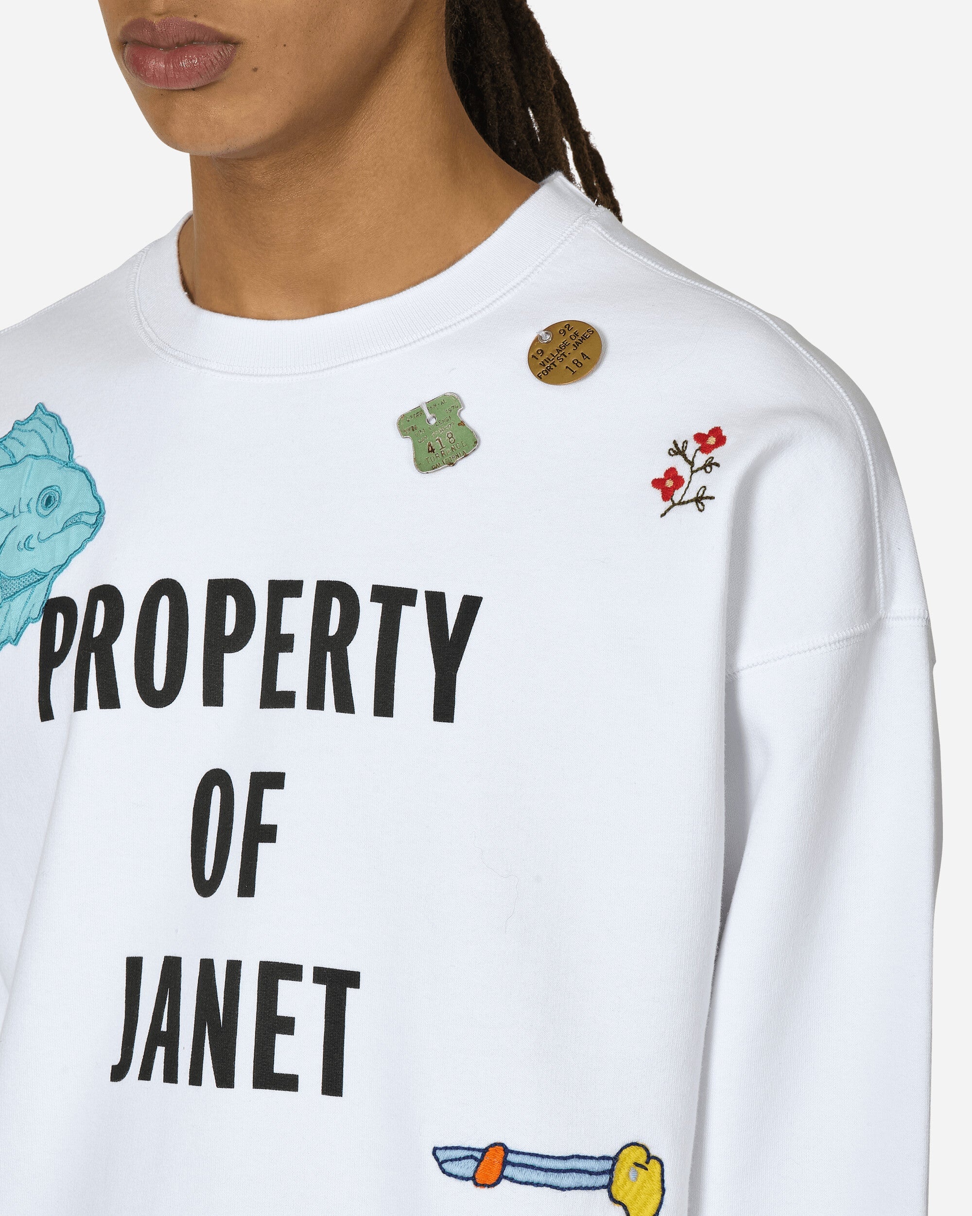 Property of Janet Crewneck Sweatshirt White - 5