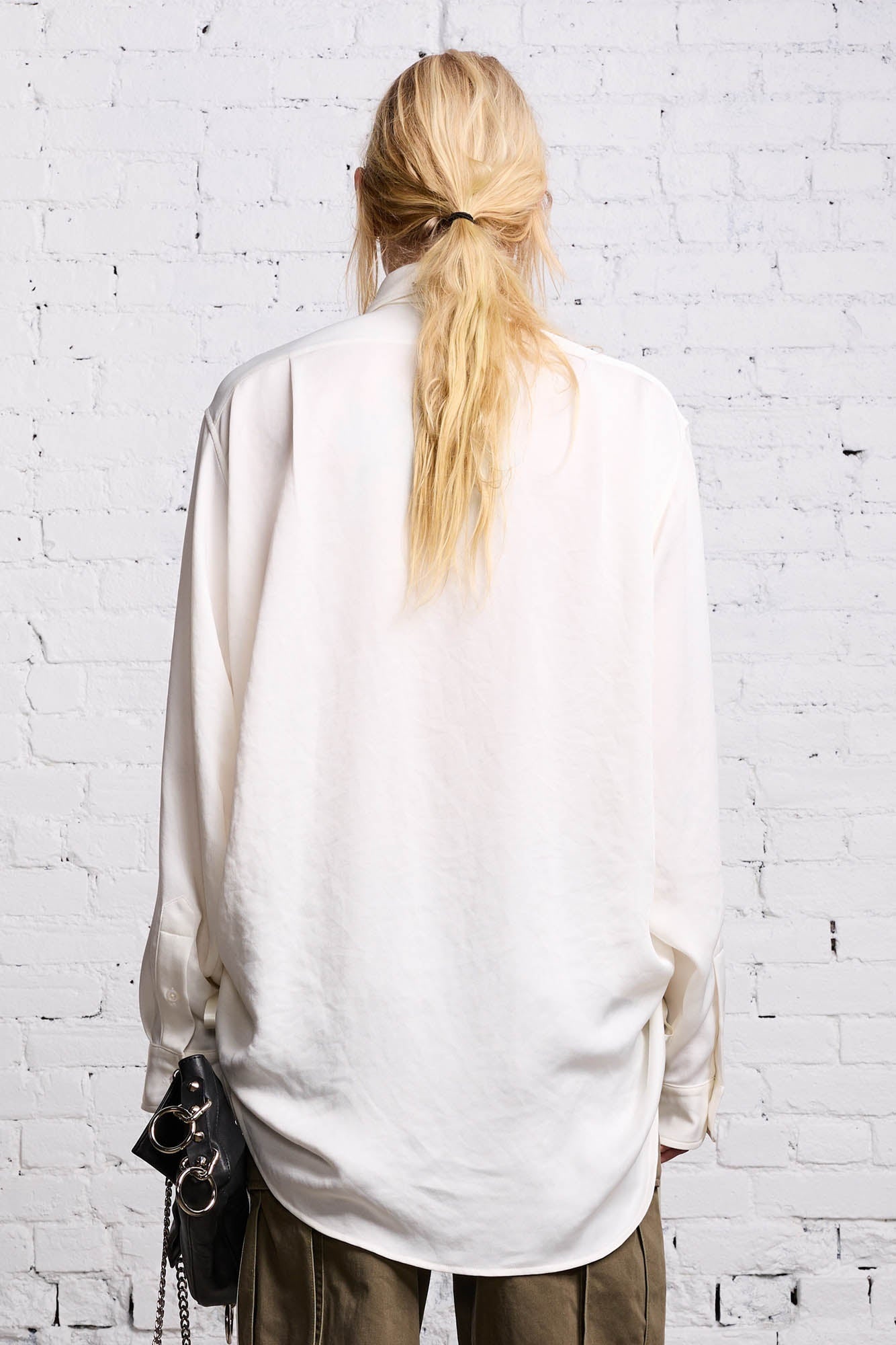 SHIRRED BOYFRIEND SHIRT - WHITE - 7