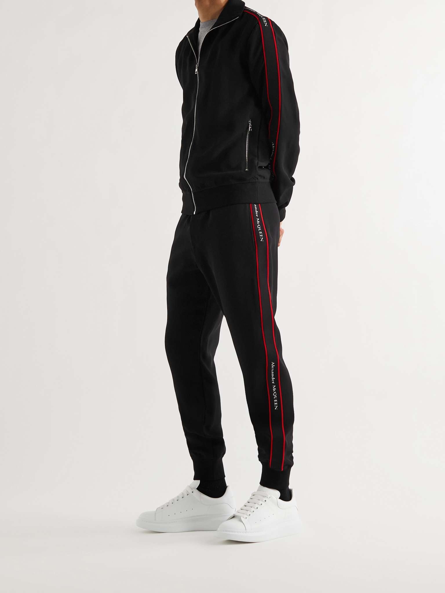 Slim-Fit Tapered Logo Webbing-Trimmed Crepe Track Pants - 2