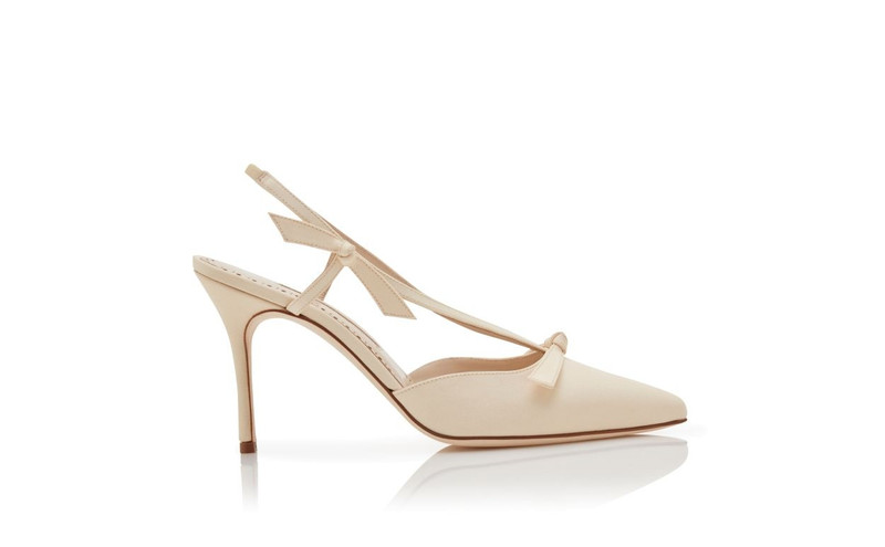 Dark Cream Crepe De Chine Slingback Mules 1