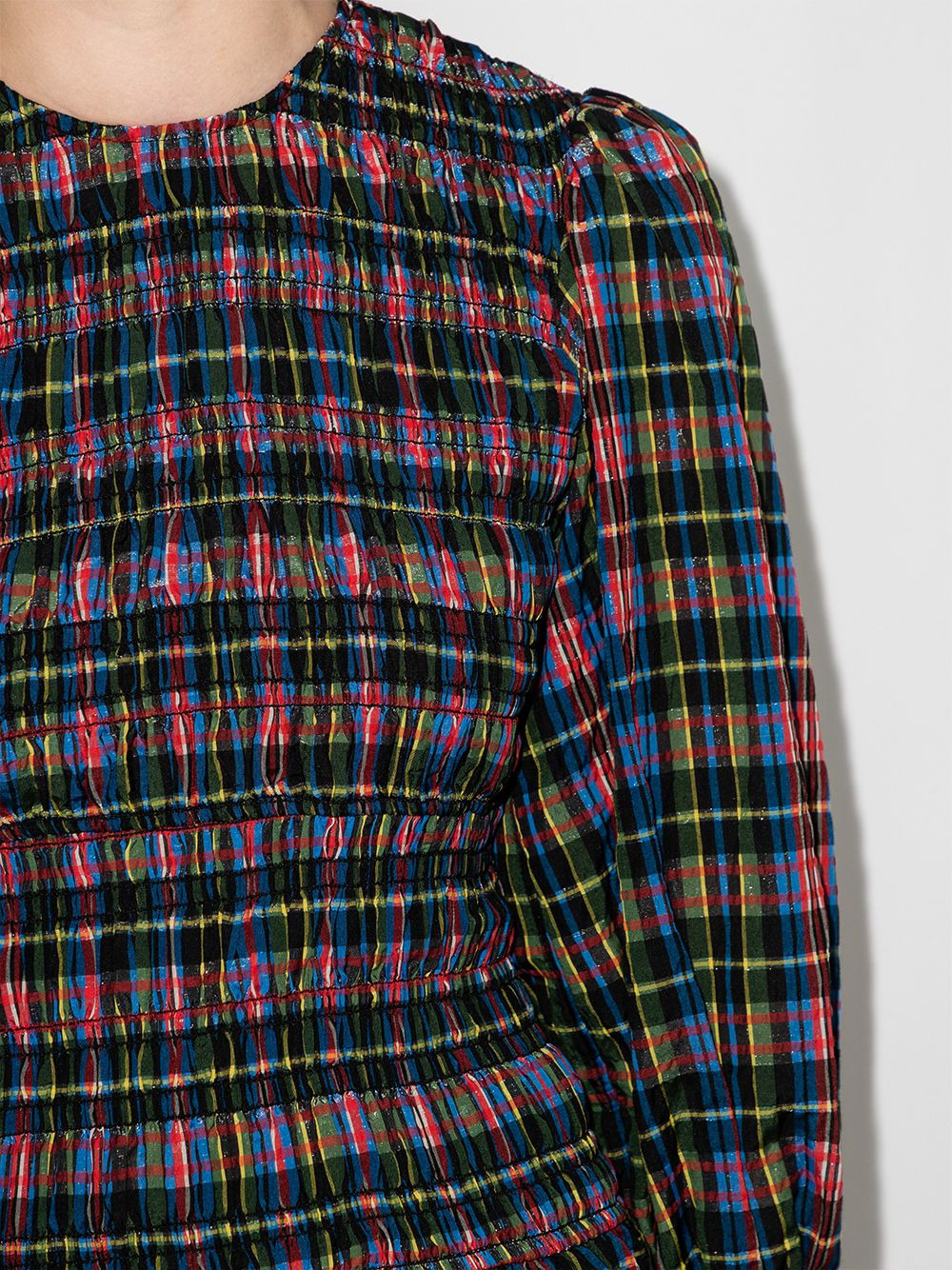 seersucker smocked midi dress - 4