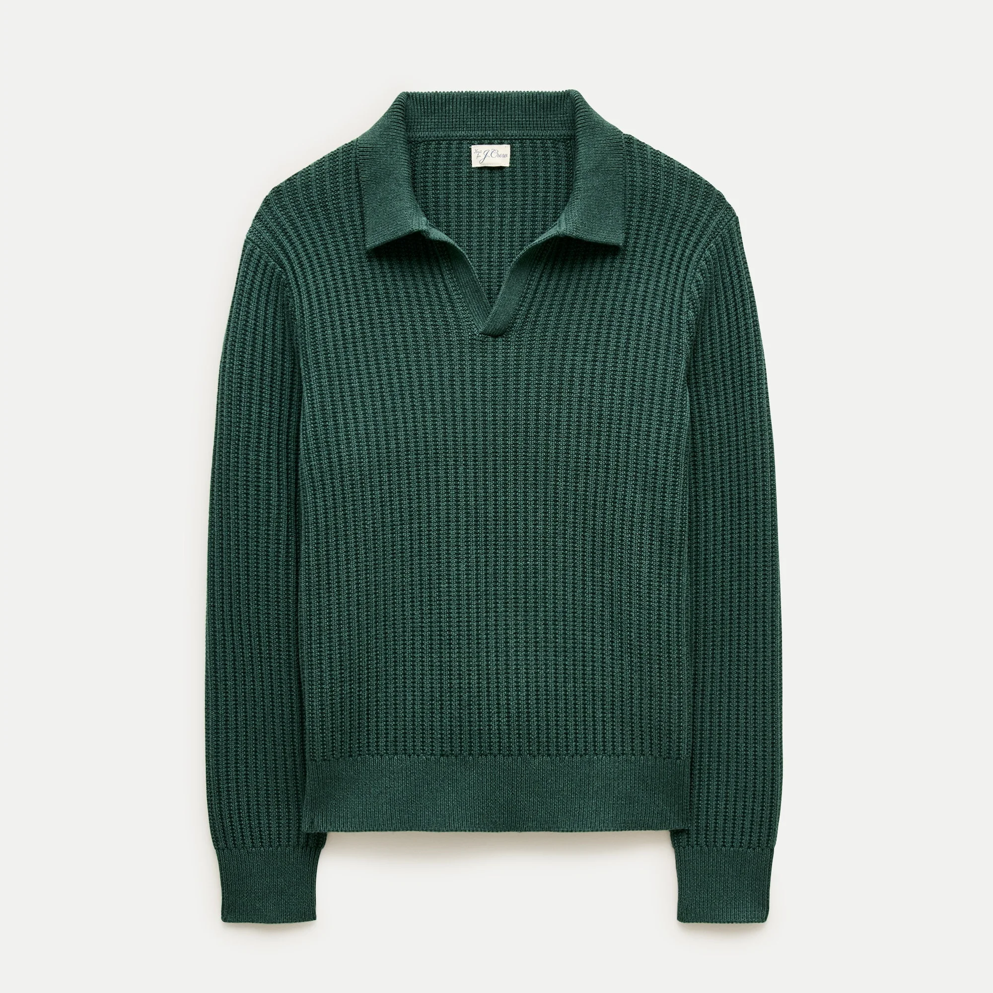 Fisherman-rib johnny-collar sweater in cotton - 1