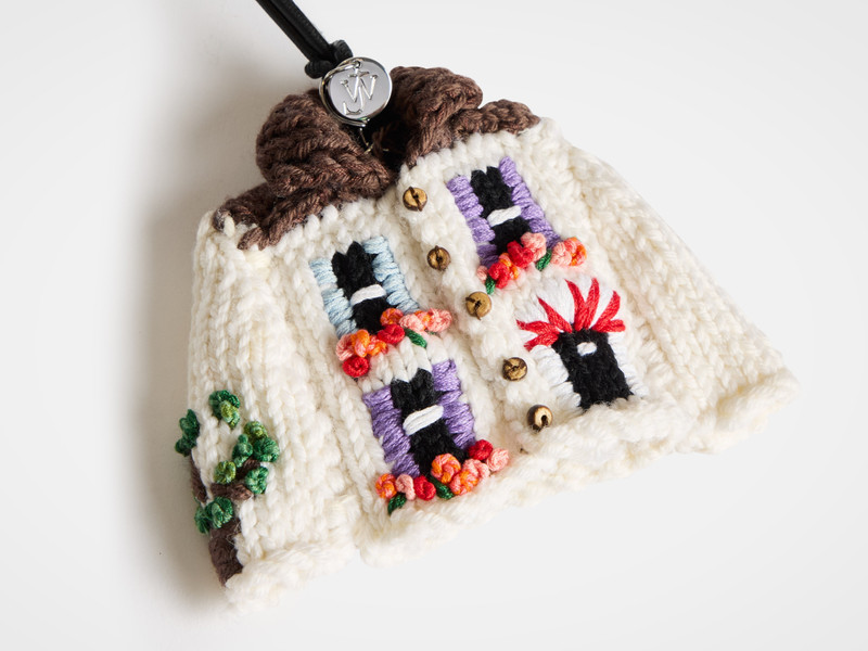 KNITTED HOUSE CARDIGAN CHARM IN WHITE 4