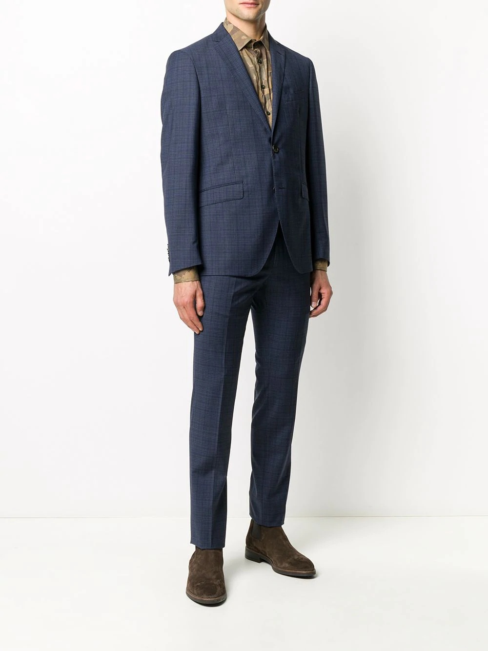 check pattern wool suit - 3