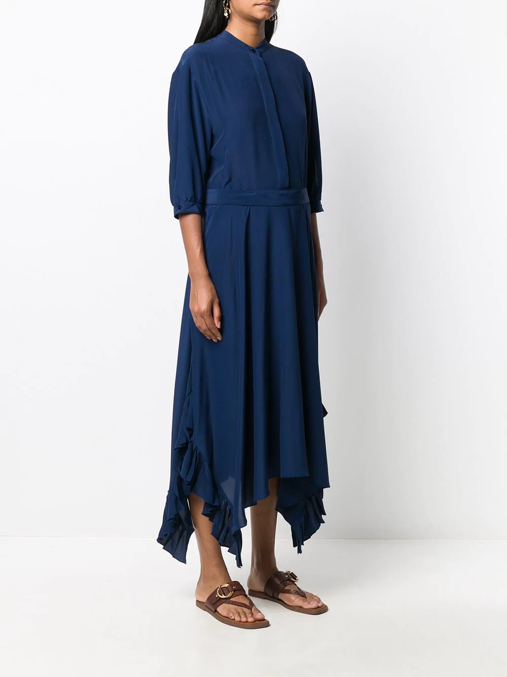 asymmetric hem midi dress - 3