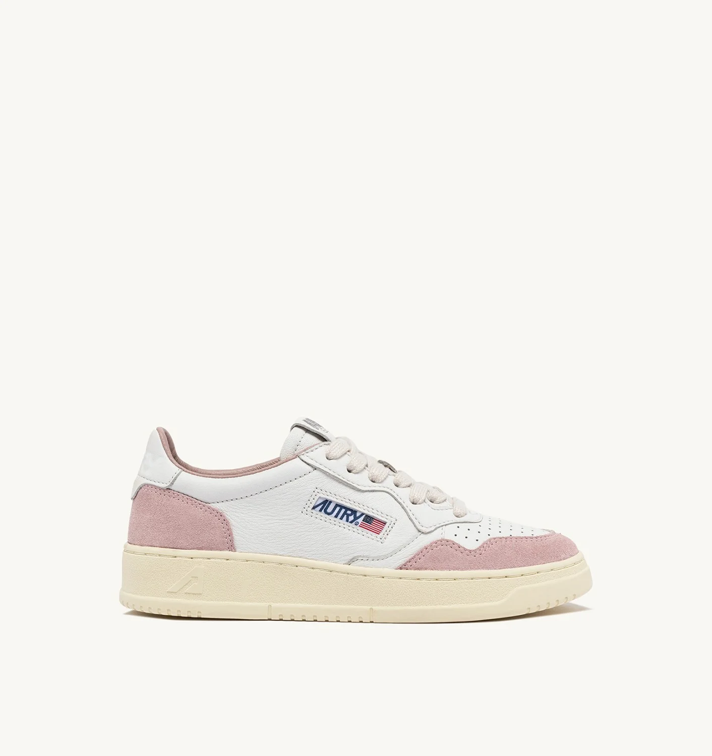 MEDALIST LOW SNEAKERS IN WHITE AND POWDER LEATHER SUEDE - 1