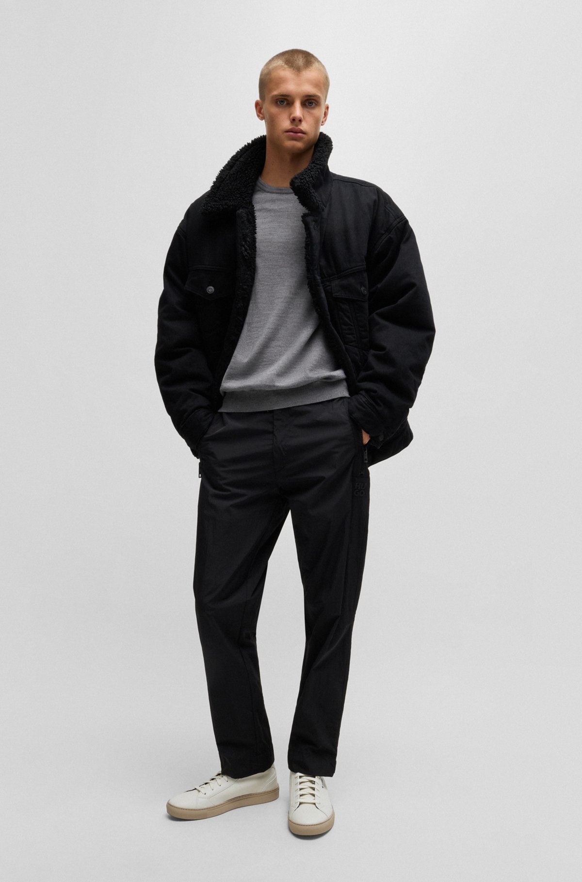 HIGH-TOP TRAINERS IN GRAINED FAUX LEATHER - 3