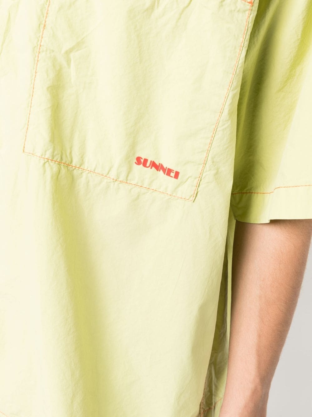 logo-print crinkled shirt - 5