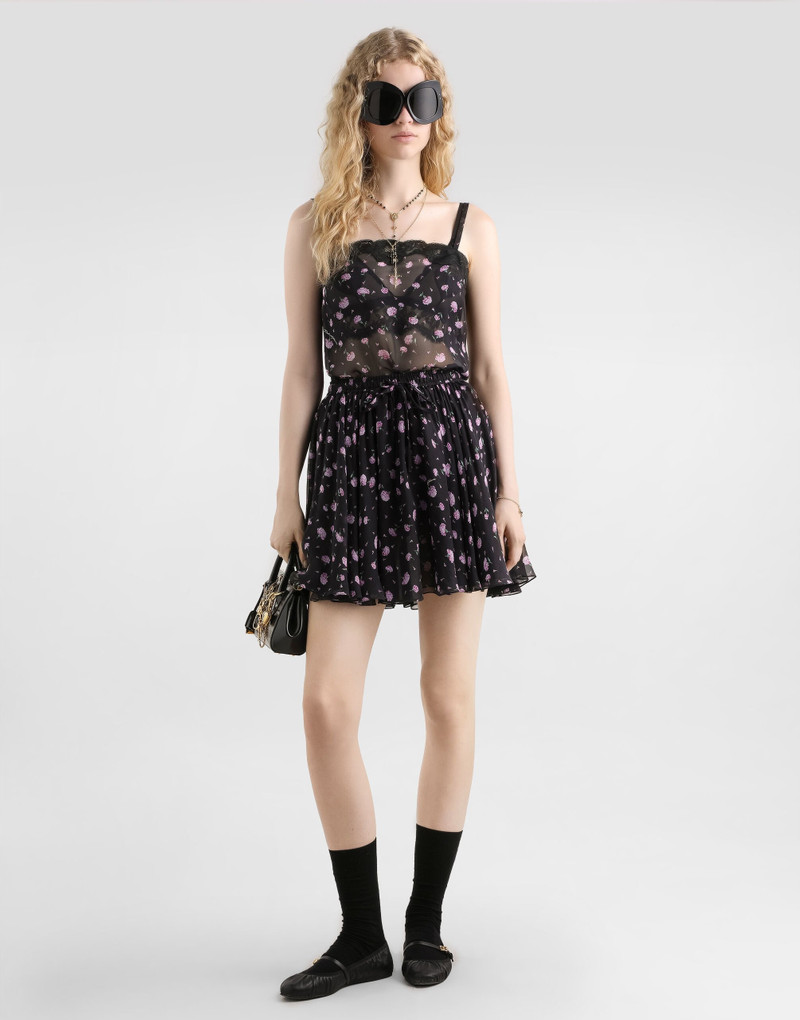 Dolce & Gabbana Carnations-print chiffon circle skirt outlook