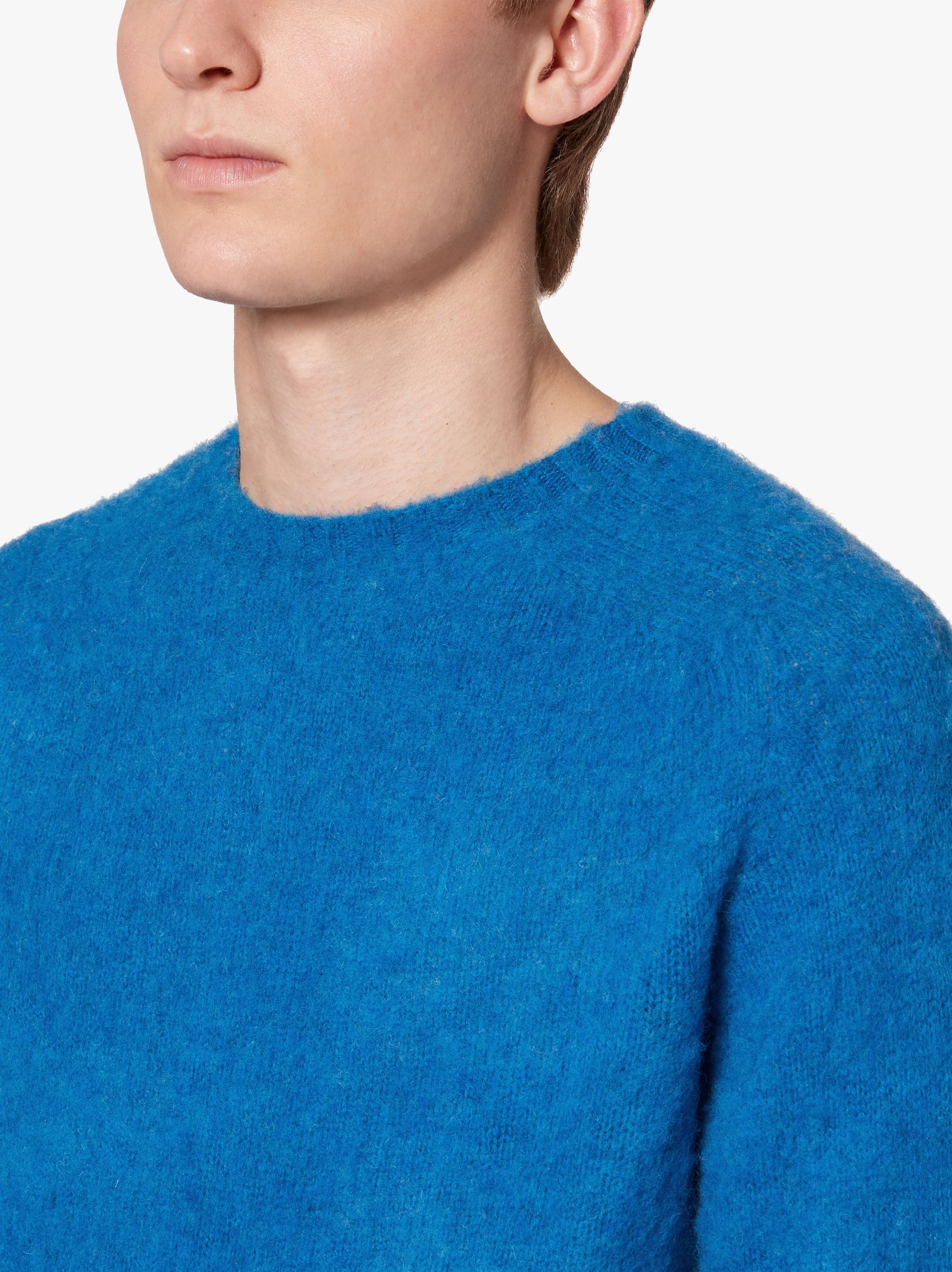 HUTCHINS BLUE WOOL CREW NECK SWEATER - 5