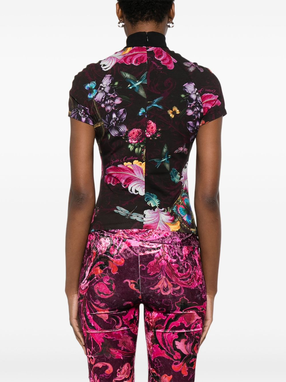 floral-print high-neck top - 4