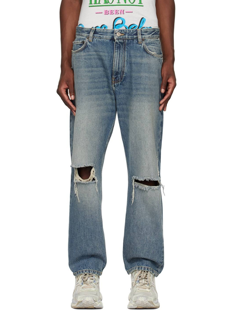 Indigo Distressed Jeans - 1