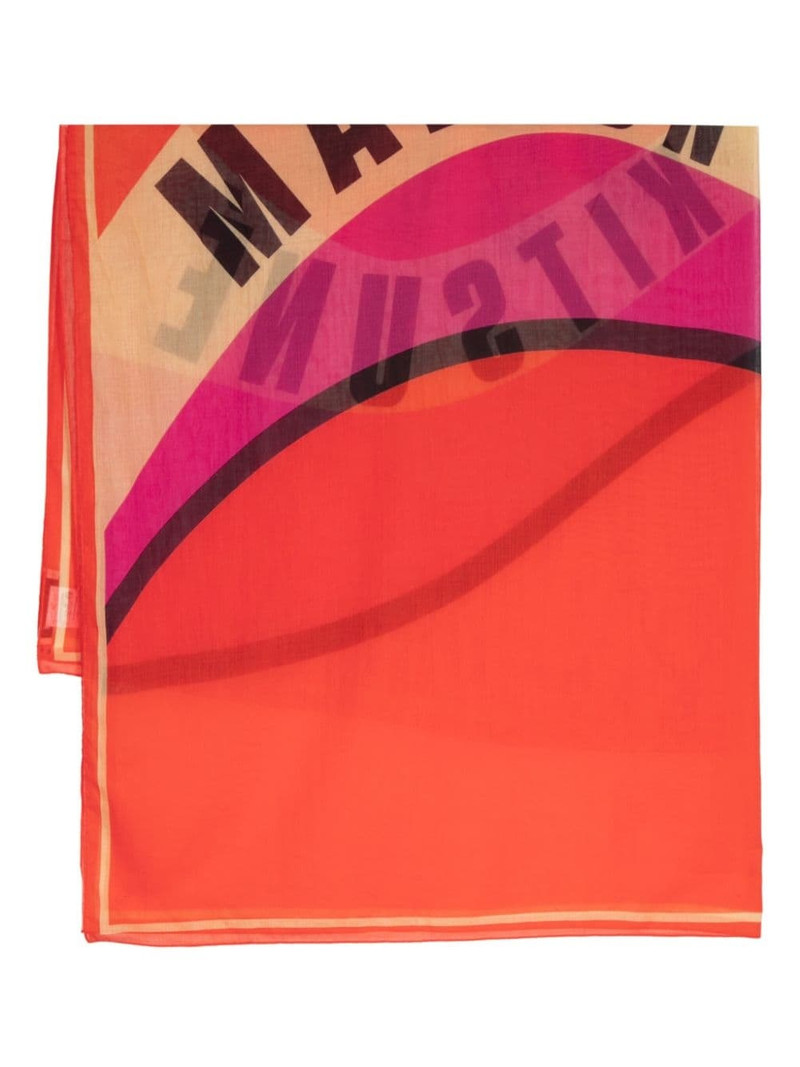 logo-print cotton scarf 1