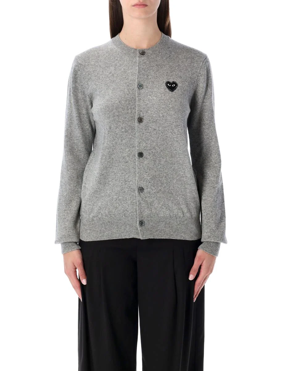Comme Des Garçons Play Wool Cardigan With Crystal Heart - 1