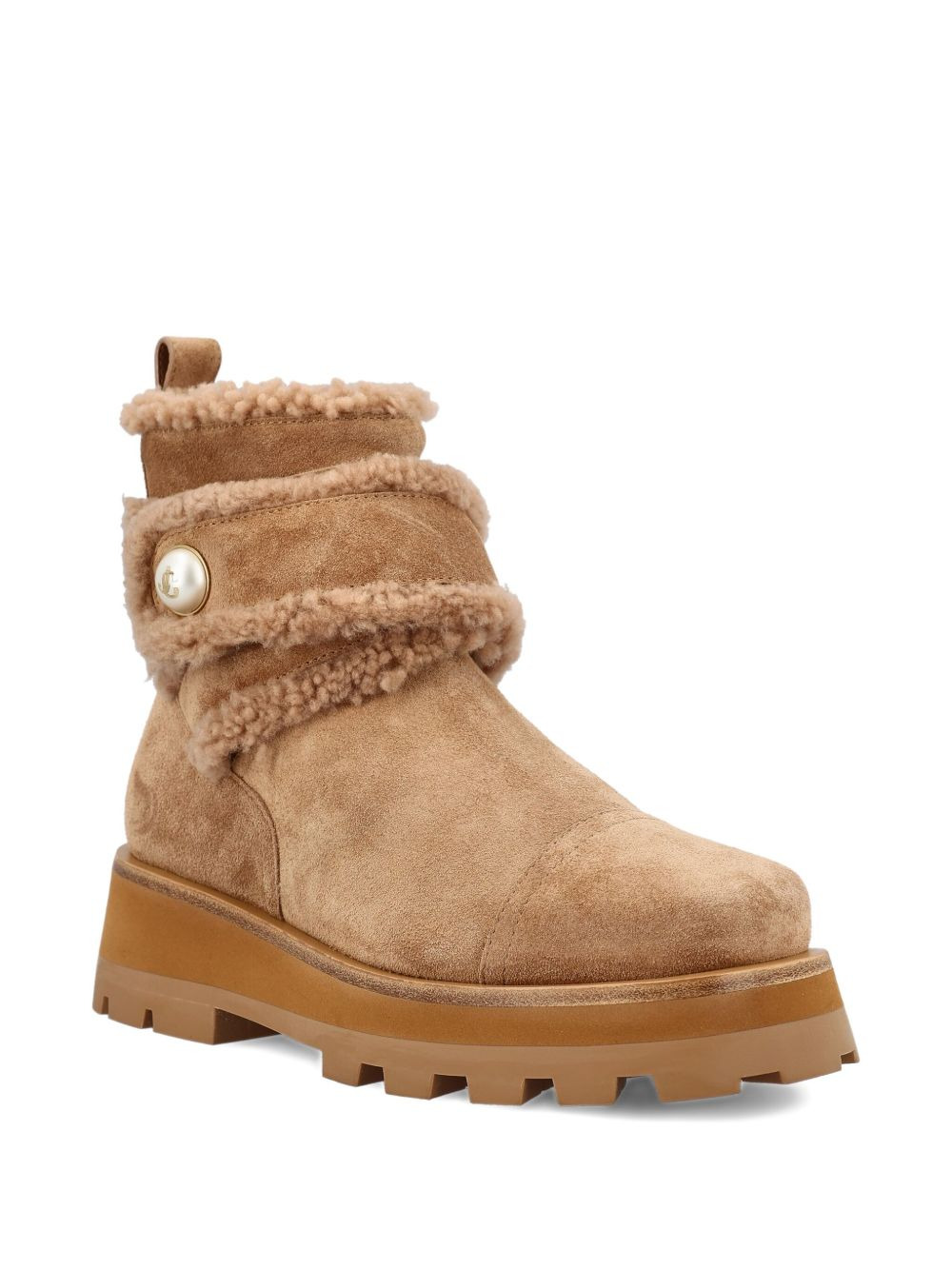 shearling-trimmed platform boots - 2