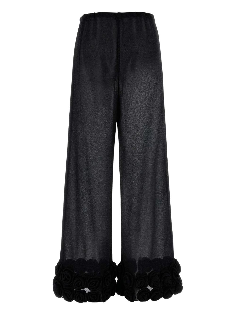 floral-appliqué trousers - 2