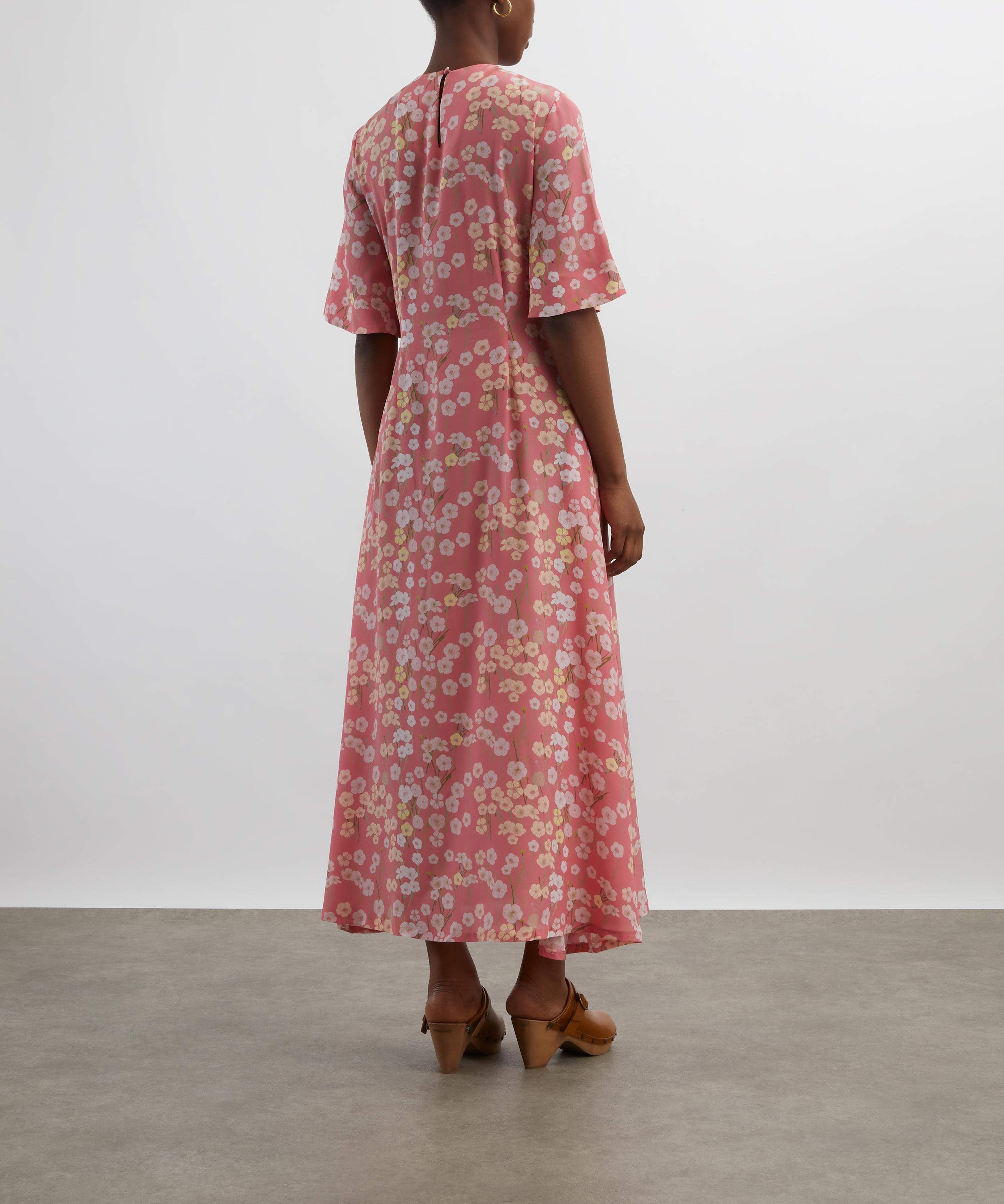 Marjorie Pink Buttercups Silk Dress - 4
