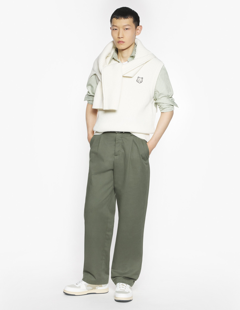 FOX HEAD WOOL RIBBED VEST - 2