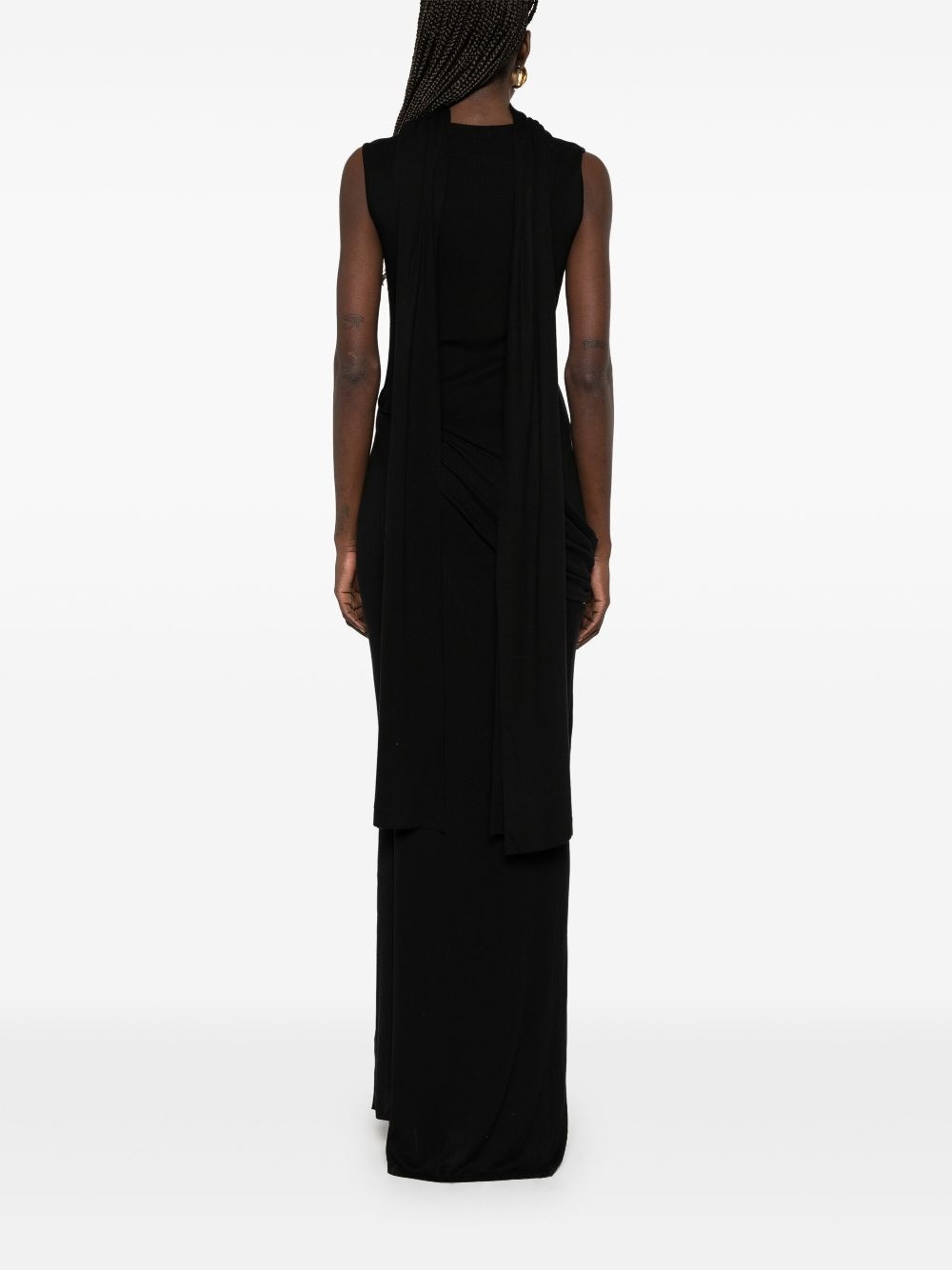 attached-scarf midi dress - 4