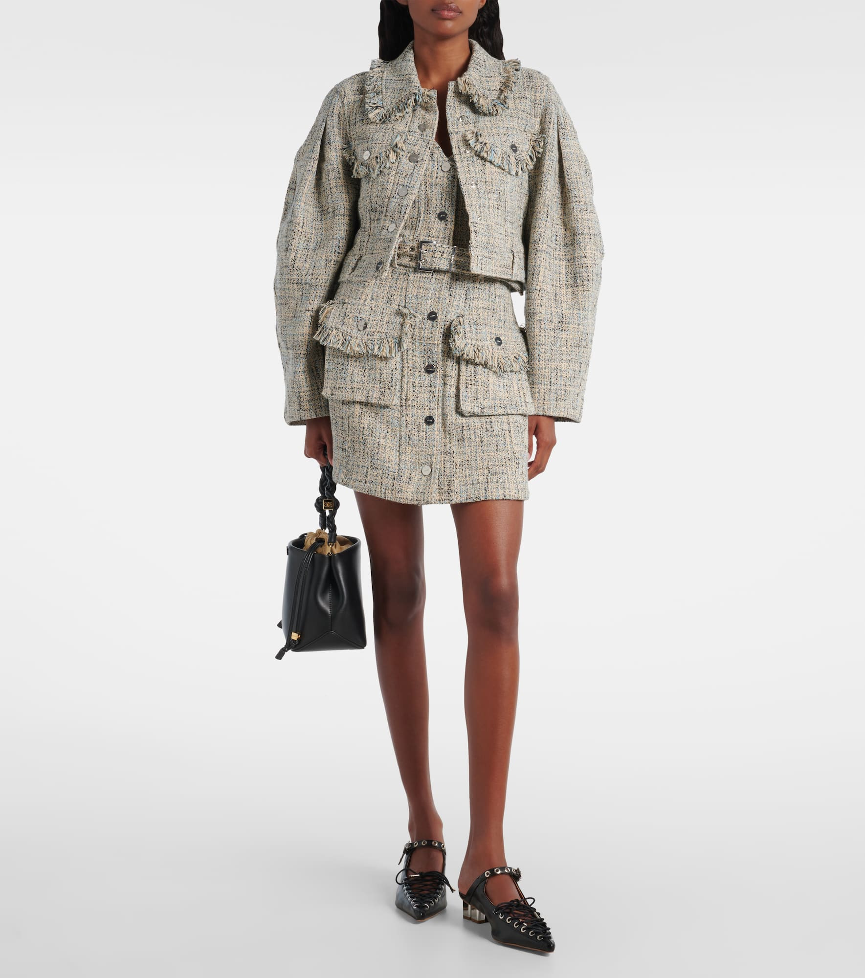 Cropped cotton tweed jacket - 2